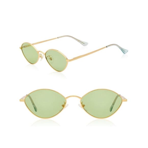 Small Frame Retro Sunnies with Chain Green Lens